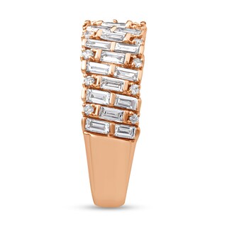 0.95 CT. T.W. Diamond Brick Pattern Ring in 14K Rose Gold