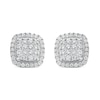 Thumbnail Image 1 of 1.95 CT. T.W. Cushion Multi-Diamond Frame Vintage-Style Stud Earrings in 14K White Gold