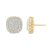 Thumbnail Image 0 of 1.45 CT. T.W. Cushion Multi-Diamond Frame Stud Earrings in 14K Gold