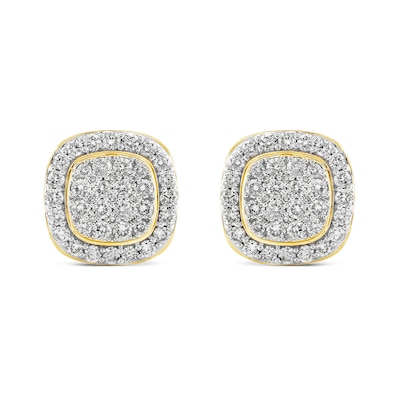 1.45 CT. T.W. Cushion Multi-Diamond Frame Stud Earrings in 14K Gold