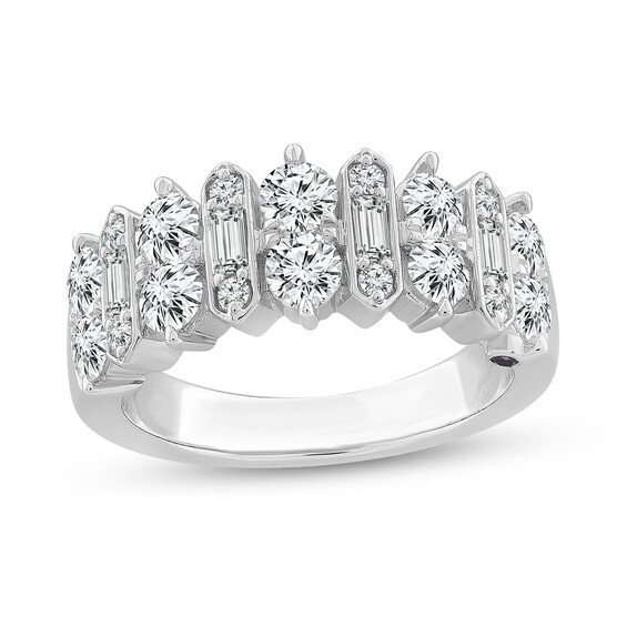 Alternating 1.45 CT. T.W. Diamond Duos Linear Bars Ring in 14K White Gold