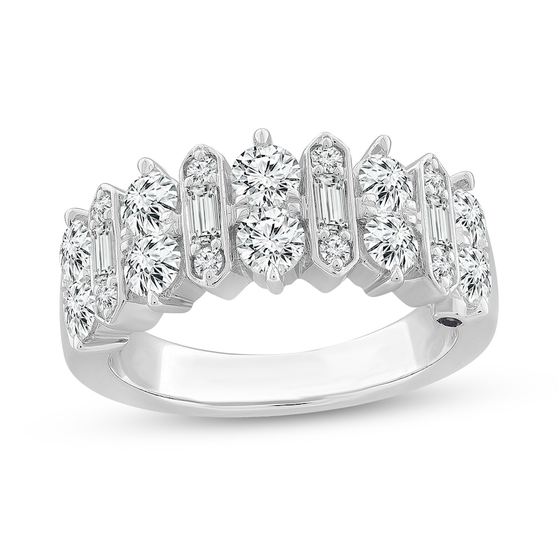 Alternating 1.45 CT. T.W. Diamond Duos Linear Bars Ring in 14K White Gold