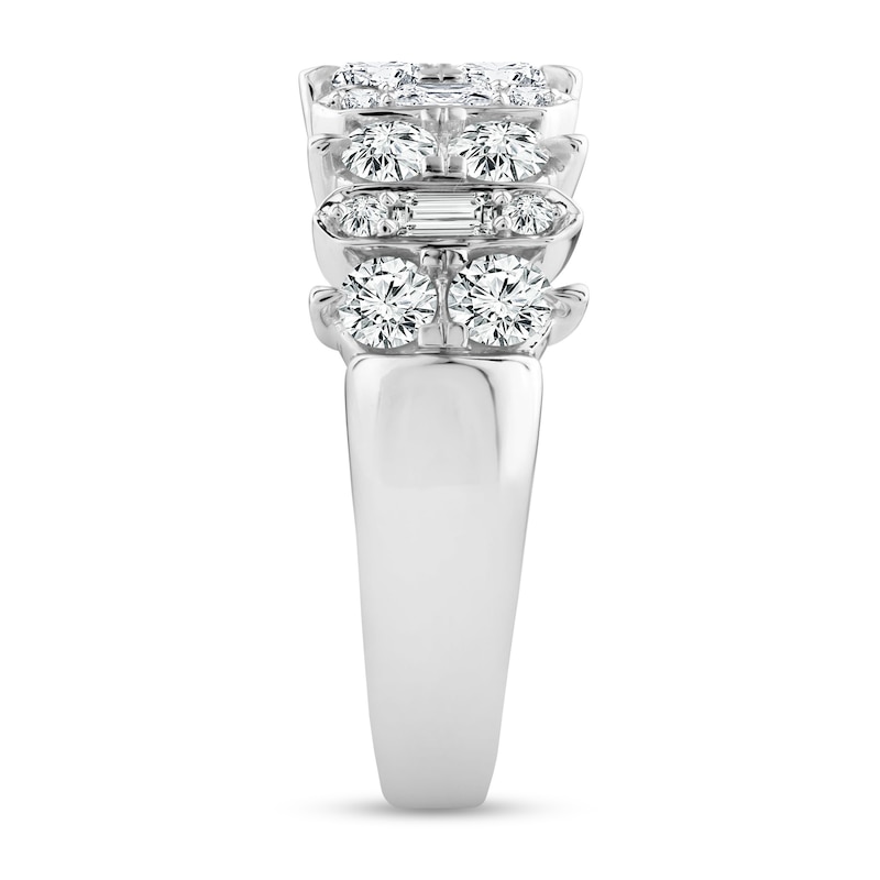 Alternating 1.45 CT. T.W. Diamond Duos Linear Bars Ring in 14K White Gold