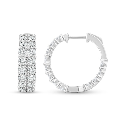 5.95 CT. T.W. Diamond Double Row Huggie Hoop Earrings in 14K White Gold