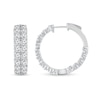 Thumbnail Image 1 of 6.95 CT. T.W. Diamond Double Row Inside-Out Huggie Hoop Earrings in 14K White Gold