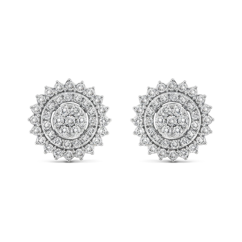 1.45 CT. T.W. Multi-Diamond Shadow Frame Stud Earrings in 14K White Gold|Peoples Jewellers
