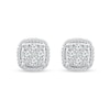 Thumbnail Image 1 of 0.69 CT. T.W. Cushion Multi-Diamond Frame Stud Earrings in 10K White Gold