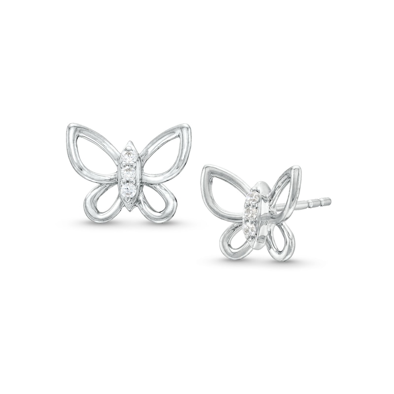 0.05 CT. T.W. Diamond Butterfly Stud Earrings in Sterling Silver|Peoples Jewellers
