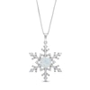 Thumbnail Image 1 of Opal and White Lab-Created Sapphire Snowflake Pendant in Sterling Silver