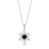 Thumbnail Image 0 of Black Sapphire and White Lab-Created Sapphire Snowflake Pendant in Sterling Silver