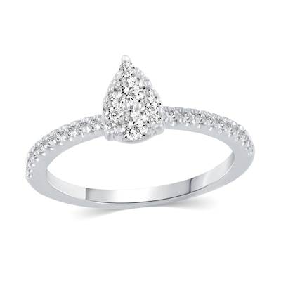 0.37 CT. T.W. Pear Multi-Diamond Engagement Ring in 14K White Gold