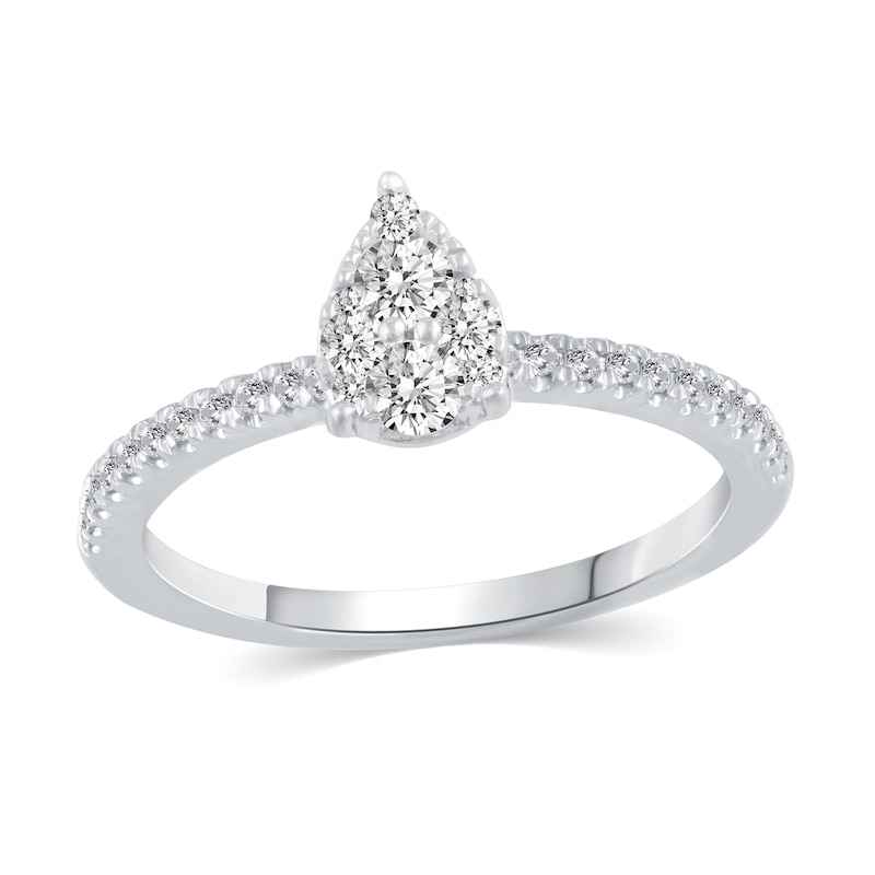 0.37 CT. T.W. Pear Multi-Diamond Engagement Ring in 14K White Gold|Peoples Jewellers