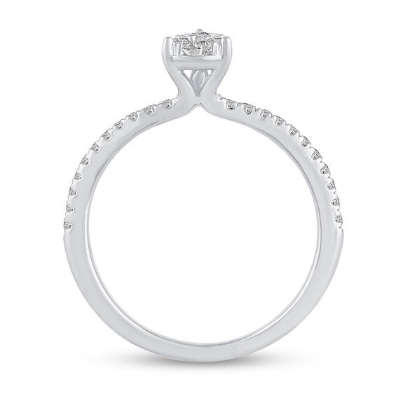 0.37 CT. T.W. Pear Multi-Diamond Engagement Ring in 14K White Gold