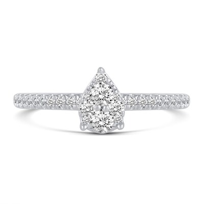 0.37 CT. T.W. Pear Multi-Diamond Engagement Ring in 14K White Gold