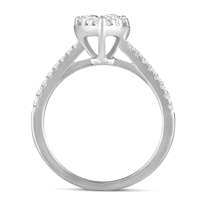 0.69 CT. T.W. Heart Multi-Diamond Engagement Ring in 14K White Gold