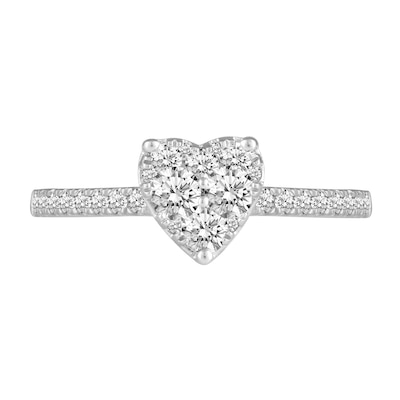 0.69 CT. T.W. Heart Multi-Diamond Engagement Ring in 14K White Gold