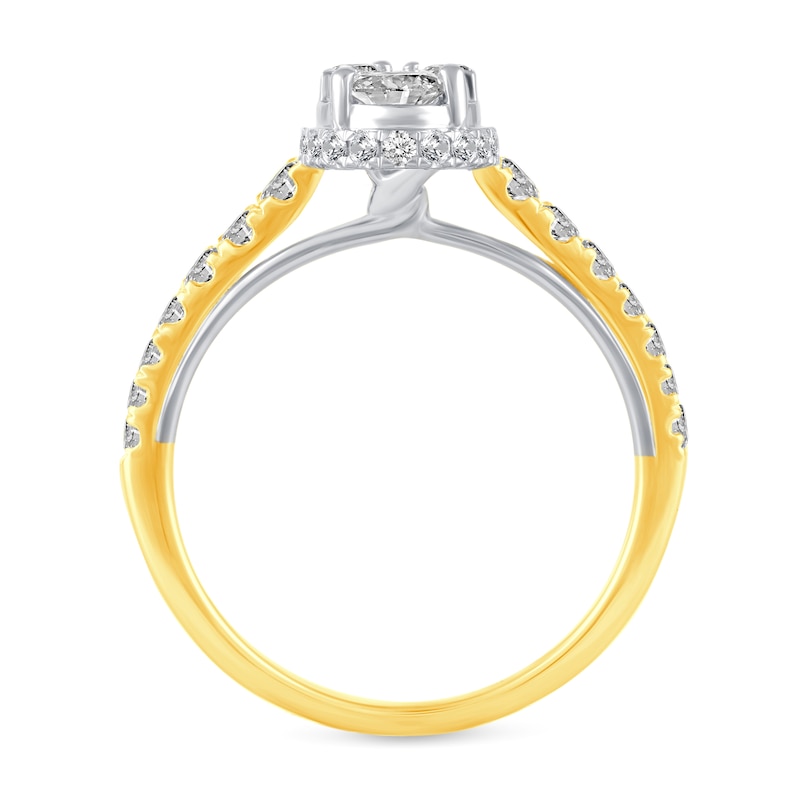 0.95 CT. T.W. Oval Multi-Diamond Hidden Frame Engagement Ring in 14K Gold|Peoples Jewellers