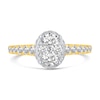 0.95 CT. T.W. Oval Multi-Diamond Hidden Frame Engagement Ring in 14K Gold