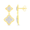 Thumbnail Image 1 of 0.45 CT. T.W. Diamond Bead Edge Flower Double Drop Earrings in 14K Gold