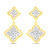 0.45 CT. T.W. Diamond Bead Edge Flower Double Drop Earrings in 14K Gold