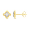 0.23 CT. T.W. Diamond Bead Edge Flower Stud Earrings in 14K Gold