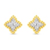 Thumbnail Image 2 of 0.23 CT. T.W. Diamond Bead Edge Flower Stud Earrings in 14K Gold