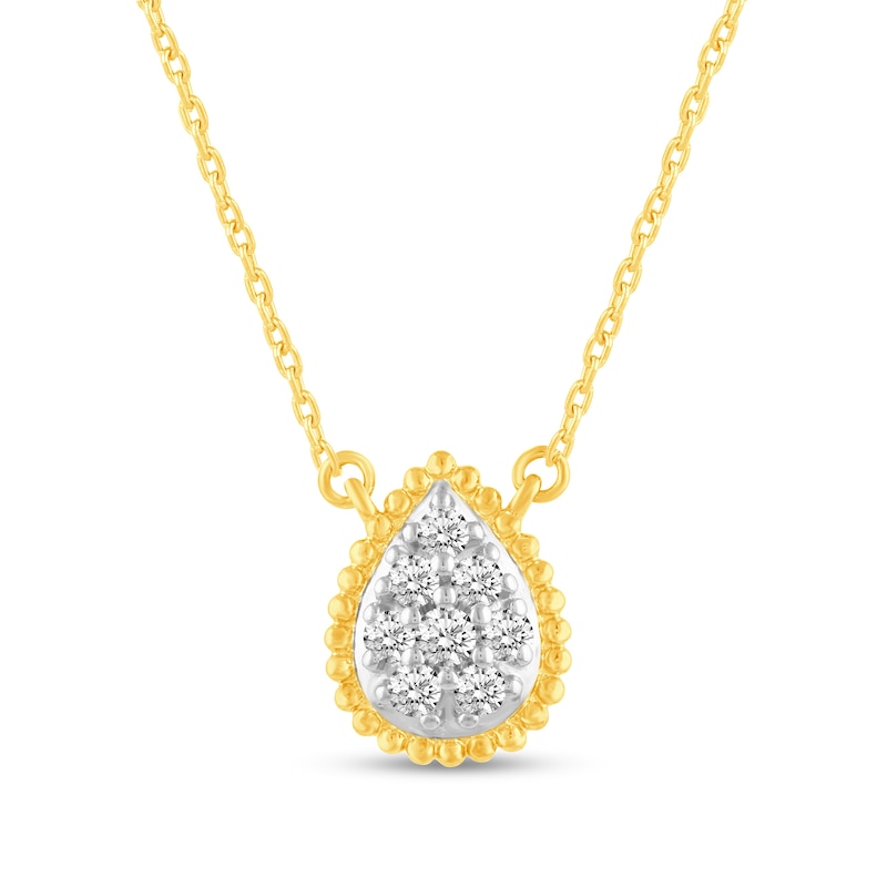 0.23 CT. T.W. Pear Multi-Diamond Teardrop Bead Edge Necklace in 14K Gold|Peoples Jewellers