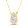 Thumbnail Image 1 of 0.23 CT. T.W. Pear Multi-Diamond Teardrop Bead Edge Necklace in 14K Gold