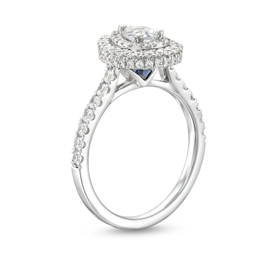 Vera Wang Love Collection Canadian Certified Pear-Shaped Centre Diamond CT. T.W. Engagement Ring in 14K White Gold