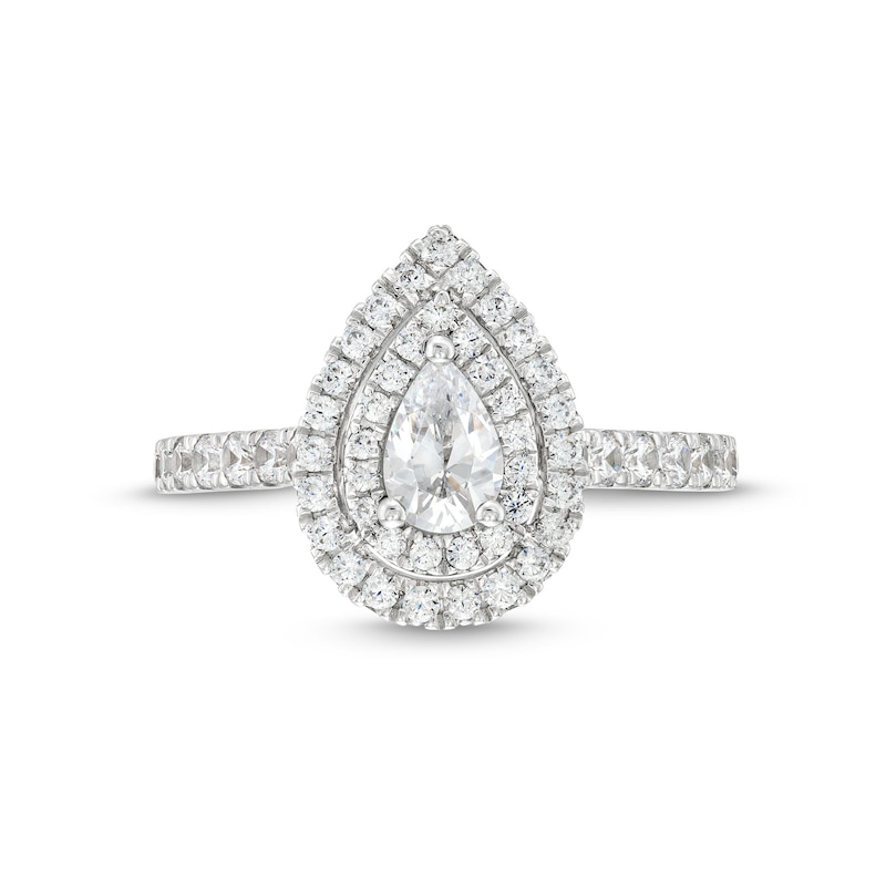 Vera Wang Love Collection Canadian Certified Pear-Shaped Centre Diamond 1.23 CT. T.W. Engagement Ring in 14K White Gold|Peoples Jewellers