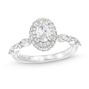 Vera Wang Love Collection Canadian Certified Oval Centre Diamond 0.95 CT. T.W. Frame Engagement Ring in 14K White Gold