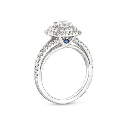 Vera Wang Love Collection Canadian Certified Centre Diamond 0.95 CT. T.W. Double Frame Engagement Ring in 14K White Gold