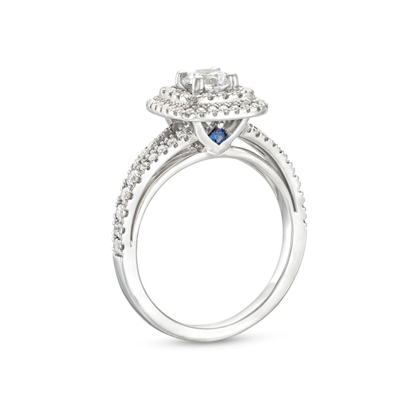 Vera Wang Love Collection Canadian Certified Centre Diamond 0.95 CT. T.W. Double Frame Engagement Ring in 14K White Gold