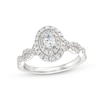 Vera Wang Love Collection Canadian Certified Oval Centre Diamond 0.69 CT. T.W. Twist Engagement Ring in 14K White Gold