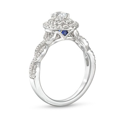 Vera Wang Love Collection Canadian Certified Oval Centre Diamond 0.69 CT. T.W. Twist Engagement Ring in 14K White Gold