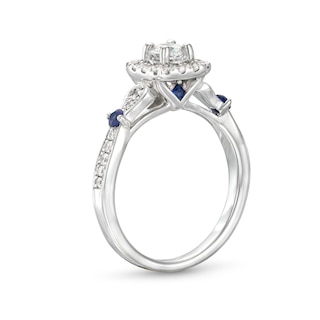 Vera Wang Love Collection Canadian Certified Centre Diamond 0.69 CT. T.W. and Sapphire Engagement Ring in 14K White Gold