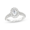 Vera Wang Love Collection Canadian Certified Oval Centre Diamond CT. T.W. Frame Engagement Ring in 14K White Gold