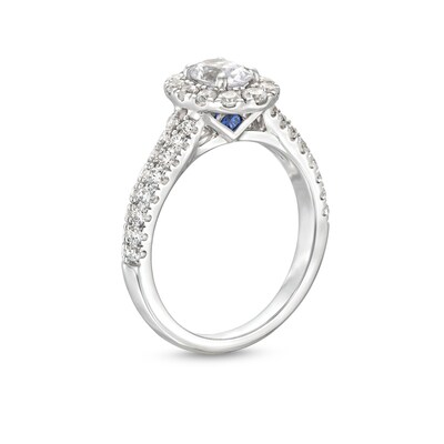 Vera Wang Love Collection Canadian Certified Oval Centre Diamond CT. T.W. Frame Engagement Ring in 14K White Gold