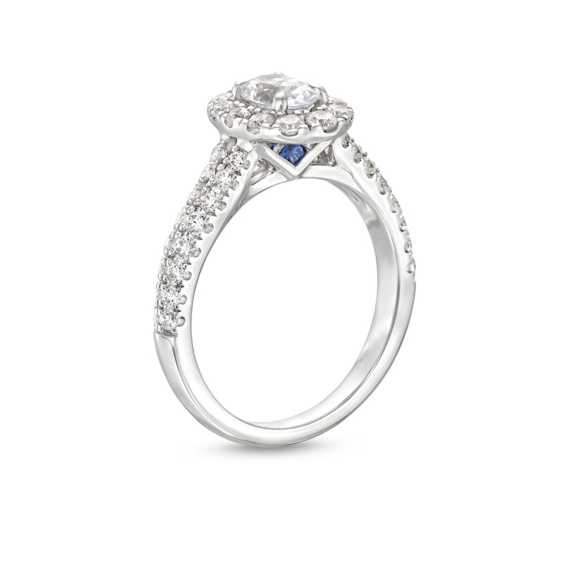 Vera Wang Love Collection Canadian Certified Oval Centre Diamond 1.23 CT. T.W. Frame Engagement Ring in 14K White Gold|Peoples Jewellers