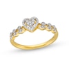 0.085 CT. T.W. Heart-Shaped Multi-Diamond Scallop Shank Promise Ring in Sterling Silver with 10K Gold Plate