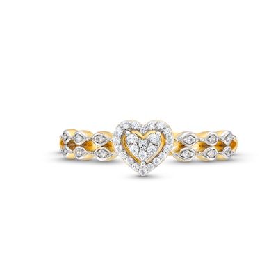 0.085 CT. T.W. Heart-Shaped Multi-Diamond Scallop Shank Promise Ring in Sterling Silver with 10K Gold Plate