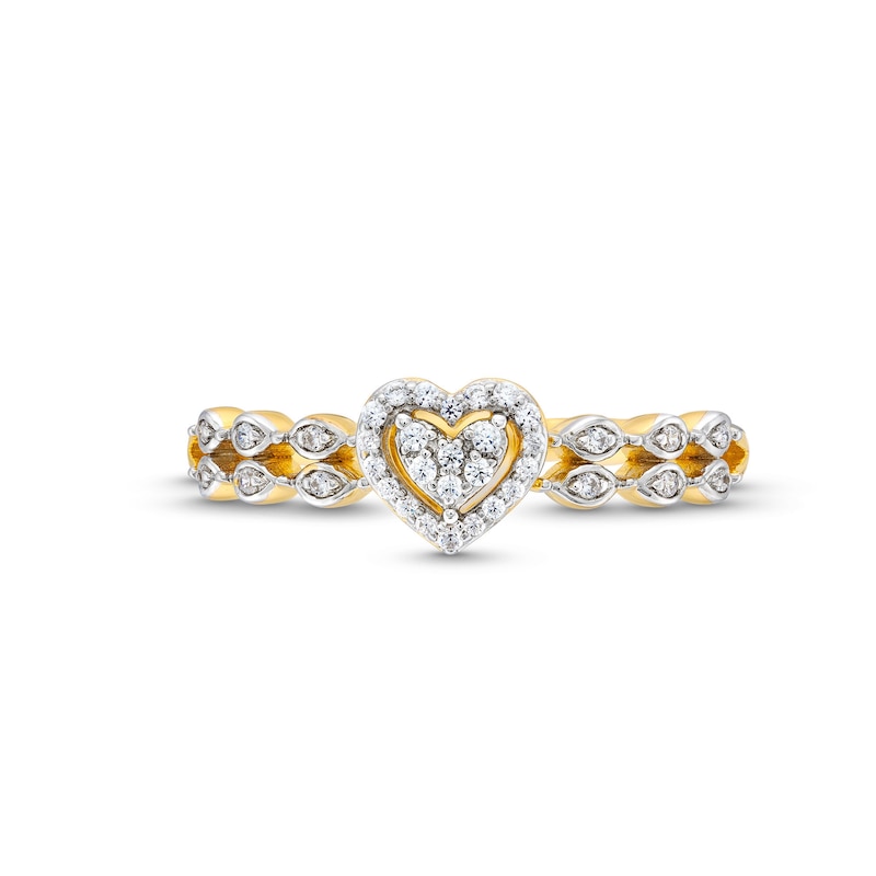 0.085 CT. T.W. Heart-Shaped Multi-Diamond Scallop Shank Promise Ring in Sterling Silver with 10K Gold Plate|Peoples Jewellers