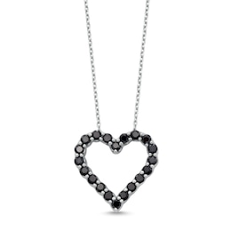 0.95 CT. T.W. Black Diamond Outline Heart Pendant in Sterling Silver