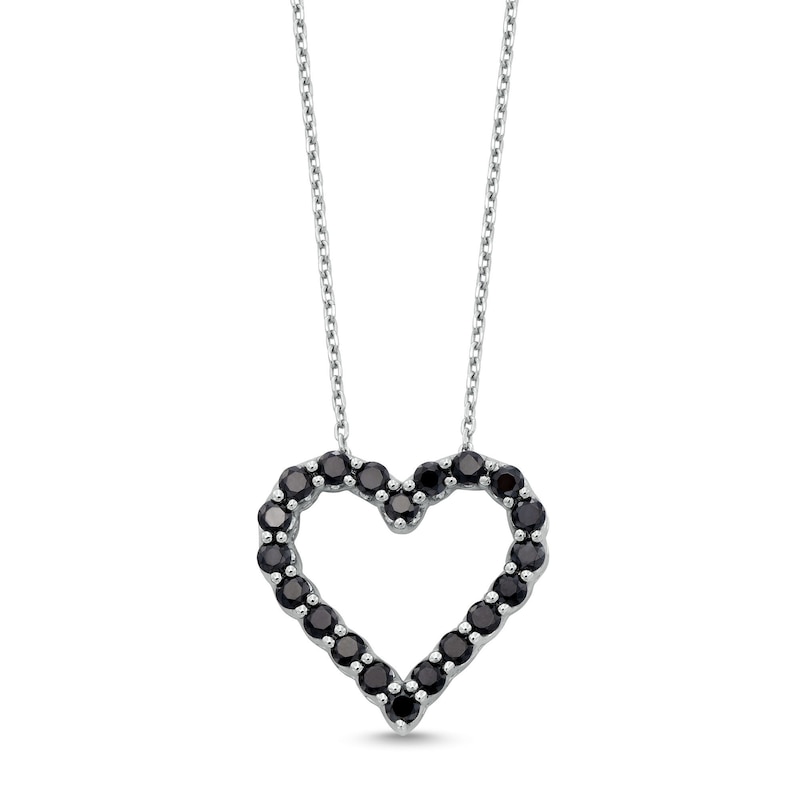 0.95 CT. T.W. Black Diamond Outline Heart Pendant in Sterling Silver|Peoples Jewellers