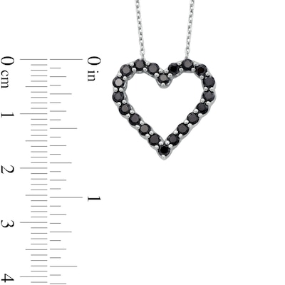 0.95 CT. T.W. Black Diamond Outline Heart Pendant in Sterling Silver