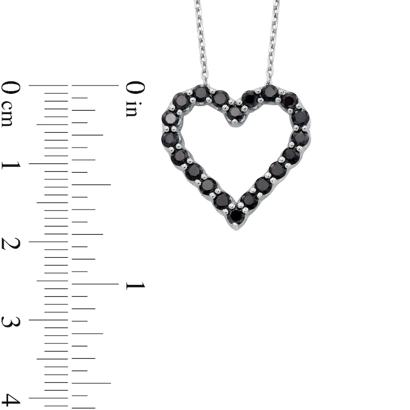 0.95 CT. T.W. Black Diamond Outline Heart Pendant in Sterling Silver