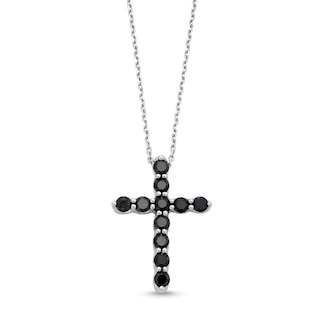 0.95 CT. T.W. Black Diamond Cross Pendant in Sterling Silver