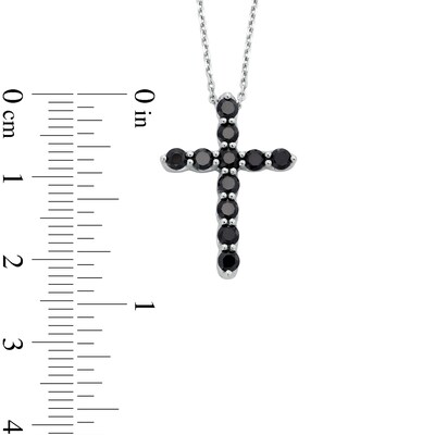 0.95 CT. T.W. Black Diamond Cross Pendant in Sterling Silver