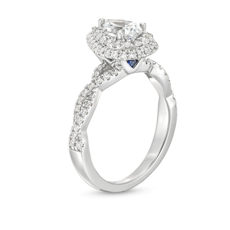 Vera Wang Love Collection Canadian Certified Pear-Shaped Centre Diamond 1.18 CT. T.W. Engagement Ring in 14K White Gold|Peoples Jewellers