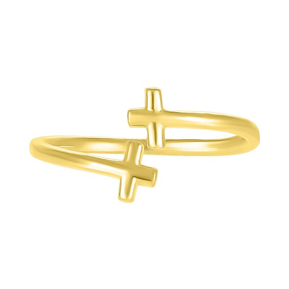 Sideways Double Cross Wrap Toe Ring in 10K Gold